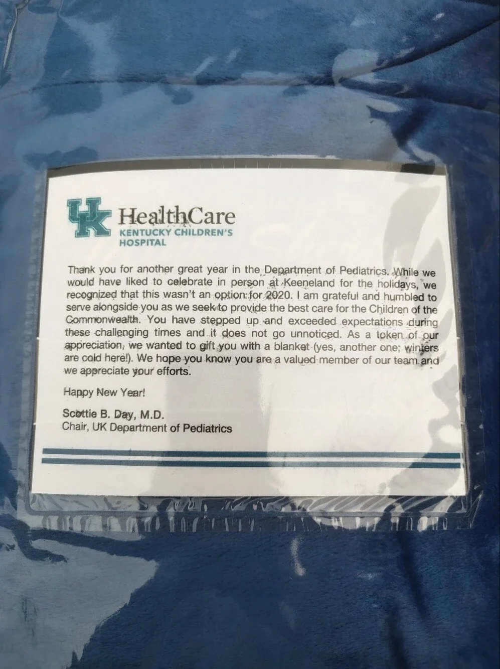 UK Childrens Hospital Plush Reversible Blue and White Sherpa Blanket